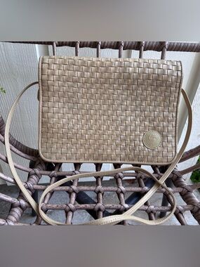 Carlos Falchi Gold Woven Crossbody Bag